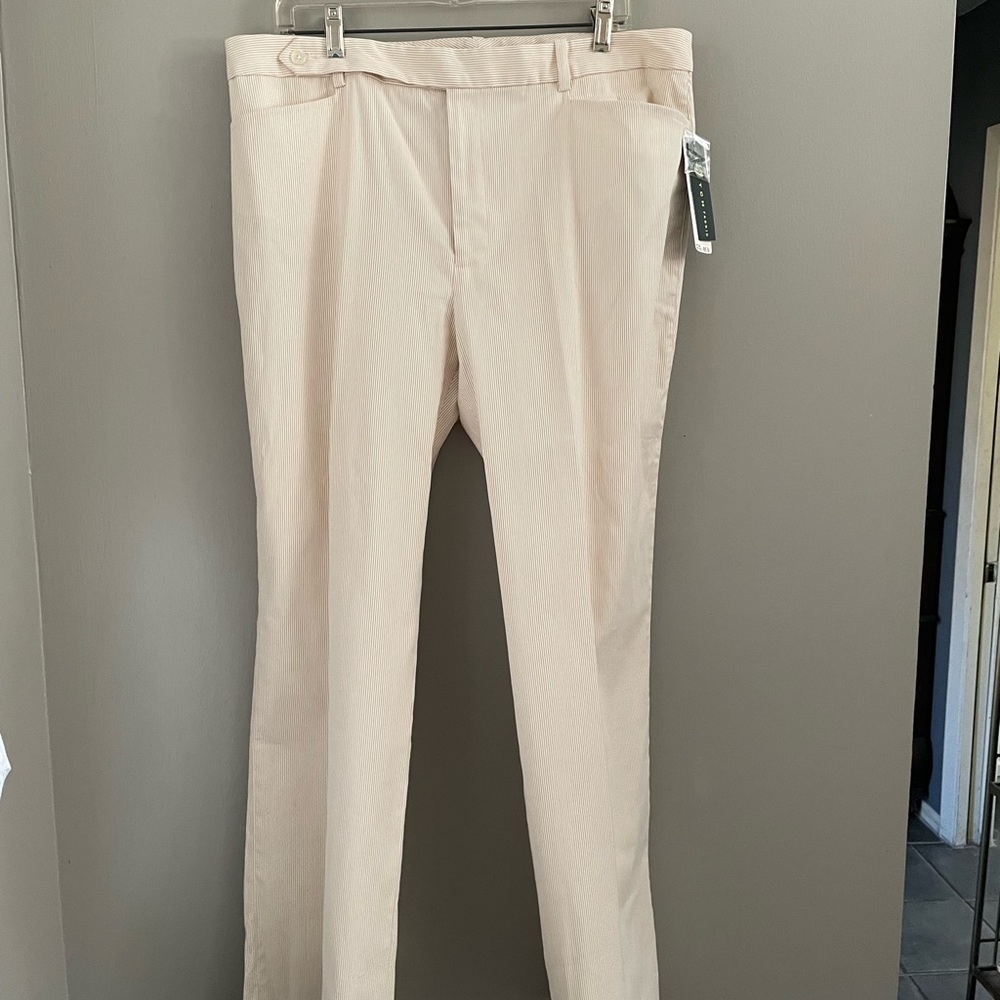 Ralph Lauren Tan/Cream Stripe Seer Sucker Pants (NWT)